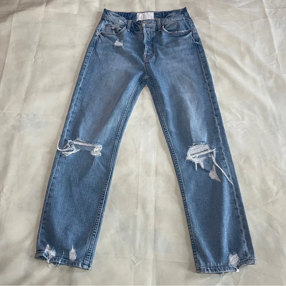 MOTHER- The Tomcat Distressed Jeans in Light Wash The Confession Size 25